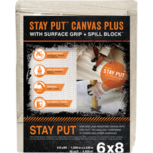 TRIMACO 04329 6' X 8' STAY PUT CANVAS W/ANTI-SLIP BARRIER + SPILL BLOCK DROP CLOTH