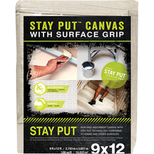 TRIMACO 04318 4' X 12' STAY PUT CANVAS W/ANTI-SLIP BARRIER DROP CLOTH DROP CLOTH