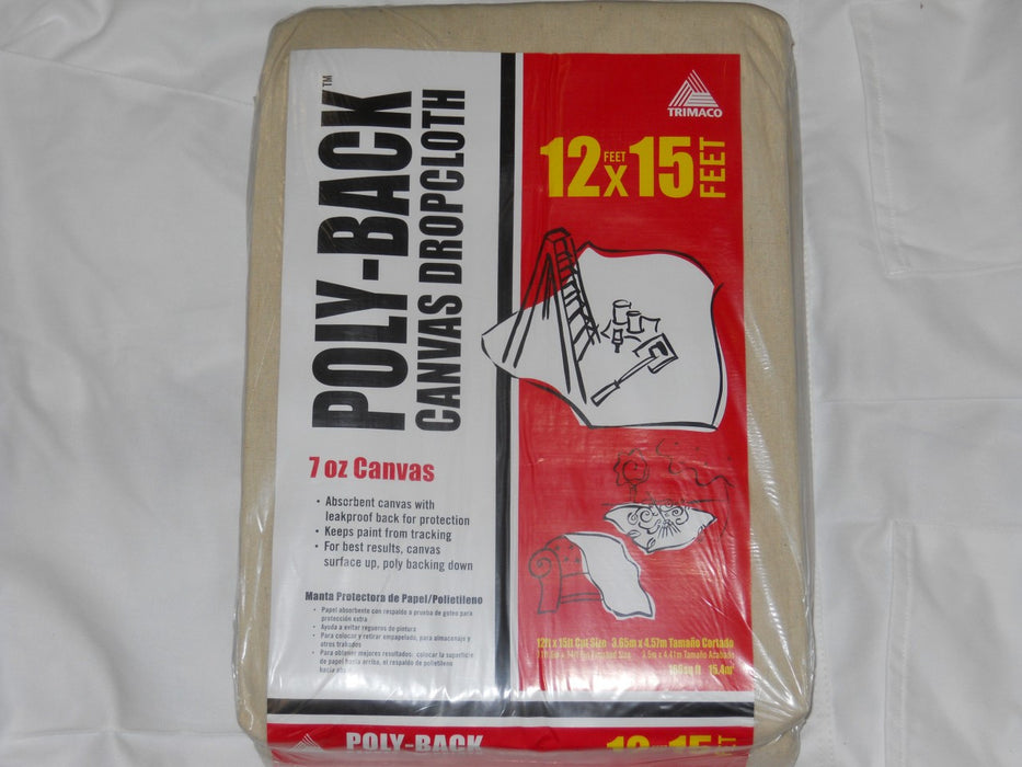 TRIMACO Poly Back Canvas Drop Cloth 12'x15' #85323