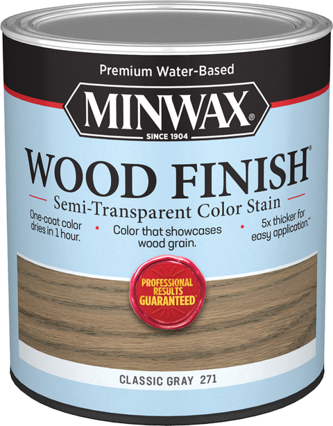 Minwax 10820 Qt Classic Gray Wood Finish Water-Based Semi-Transparent Color Stain