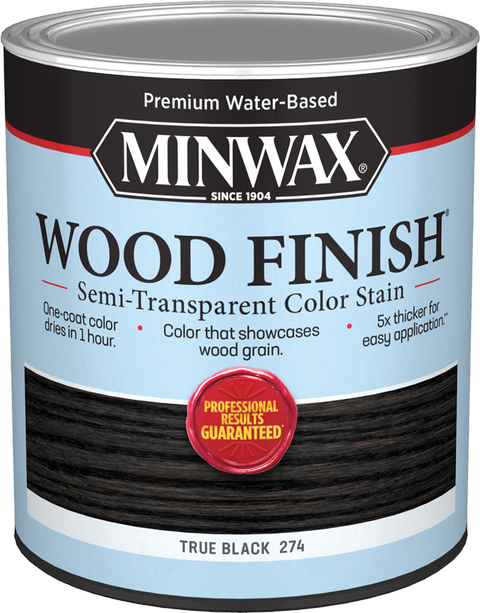 Minwax 10850 Qt True Black Wood Finish Water-Based Semi-Transparent Color Stain