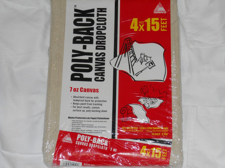 TRIMACO Poly Back Canvas Drop Cloth 4'x15' #85328