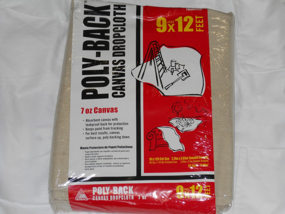 TRIMACO Poly Back Canvas Drop Cloth 9'x12' #85321